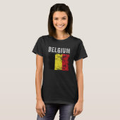Belgium Flag Distressed Men Women Kids Belgian Fla Tシャツ (正面フル)