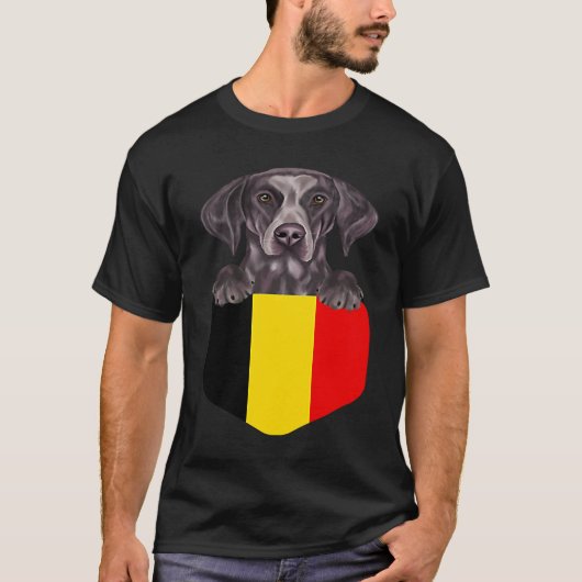 Belgium Flag German Shorthaired Pointer Dog In Poc Tシャツ (正面)