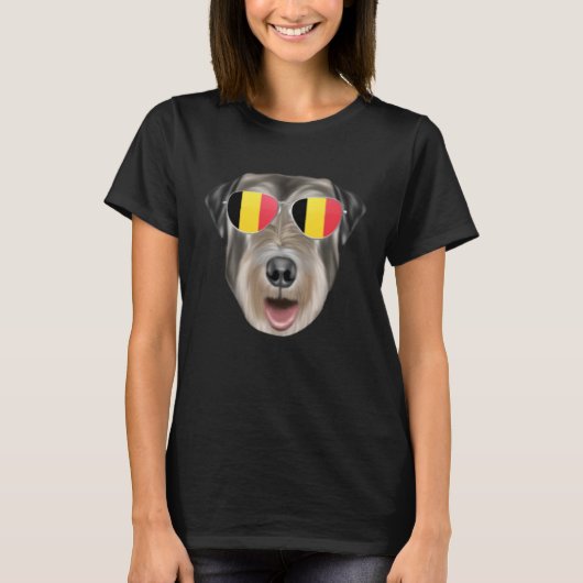 Belgium Flag Irish Wolfhound Dog Belgium Pocket Tシャツ (正面)