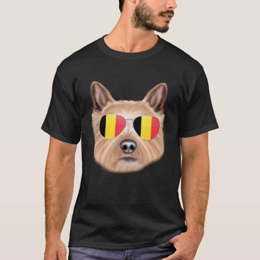 Belgium Flag Norwich Terrier Dog Belgium Pocket Tシャツ (正面)
