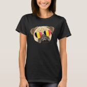Belgium Flag Pug Dog Belgium Pocket Tシャツ (正面)