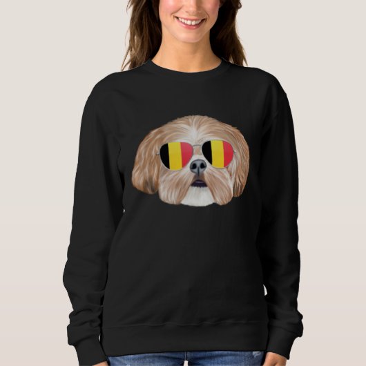 Belgium Flag Shih Tzu Dog Belgium Pocket スウェットシャツ (正面)