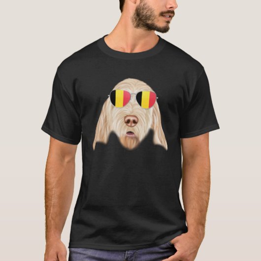 Belgium Flag Spinoni Italiani Dog Belgium Pocket Tシャツ (正面)