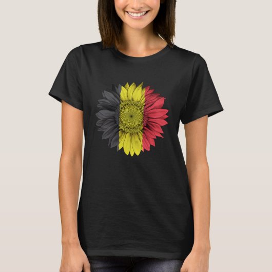Belgium Flag Sunflower Belgian Roots Proud Patriot Tシャツ (正面)