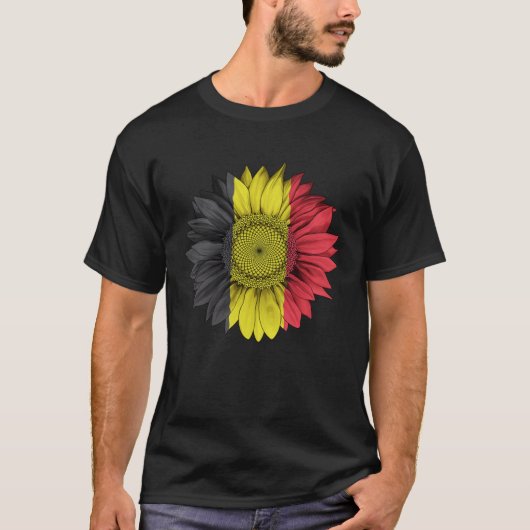 Belgium Flag Sunflower Belgian Roots Proud Patriot Tシャツ (正面)