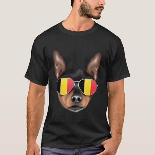 Belgium Flag Toy Fox Terrier Dog Belgium Pocket Tシャツ (正面)