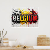 Belgium Football Citiscape Oil Painting Style Art ポスター (キッチン)