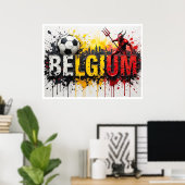 Belgium Football Citiscape Oil Painting Style Art ポスター (ホームオフィス)