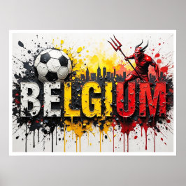 Belgium Football Citiscape Oil Painting Style Art ポスター