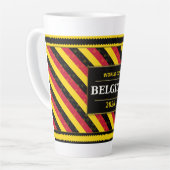 Belgium Football Fan Flag Colors Stripe Pattern カフェラテマグ (左アングル)
