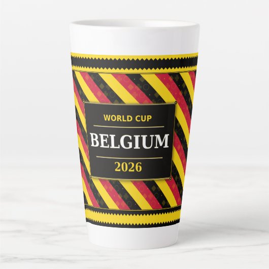 Belgium Football Fan Flag Colors Stripe Pattern カフェラテマグ (正面)