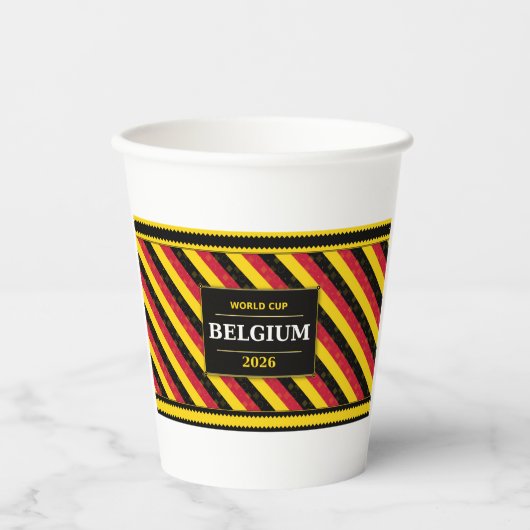 Belgium Football Fan Flag Colors Stripe Pattern 紙コップ (正面)