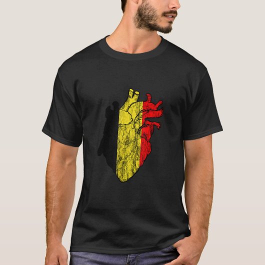 Belgium Heart Love Veins Belgian Flag Belgique Bel Tシャツ (正面)