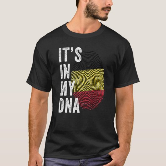 Belgium It's In My DNA Cute Belgian Flag Fingerpri Tシャツ (正面)