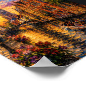 Belgium: Romantic Sunset Bruges Canal Art Souvenir ポスター (角)