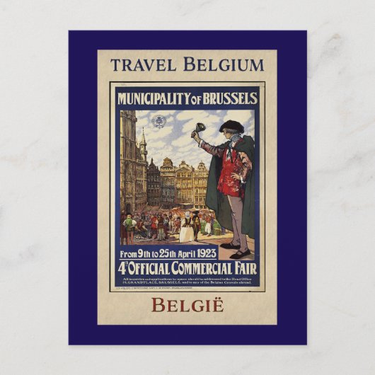 Belgium Travel Poster (1923) ポストカード (正面)