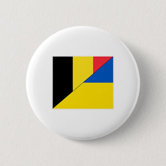 Belgium Ukraine Flag Belgian Ukrainian Nationality 缶バッジ (正面)