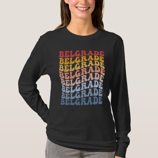 Belgrade City Groovy Retro Tシャツ (正面)