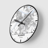 Belgrade Clock City Line Art ラウンド壁時計 (傾斜)
