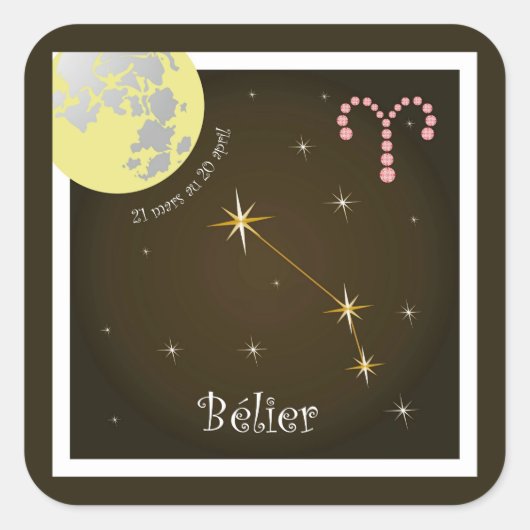 Bélier 21 mars au 20 avril Aufkleber スクエアシール (正面)