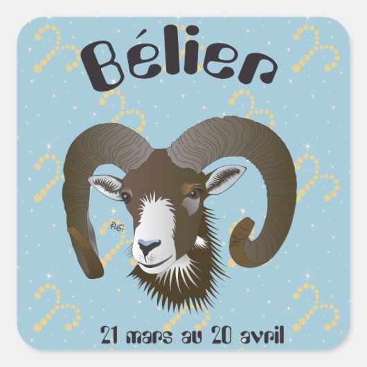 Bélier 21 mars au 20 avril Autocollants スクエアシール (正面)