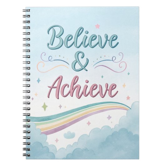 Believe & Achieve Journal – Watercolor Inspiration ノートブック (正面)