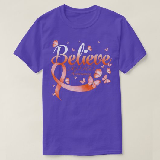 Believe ADHD Awareness Butterfly Premium  Tシャツ (デザイン正面)