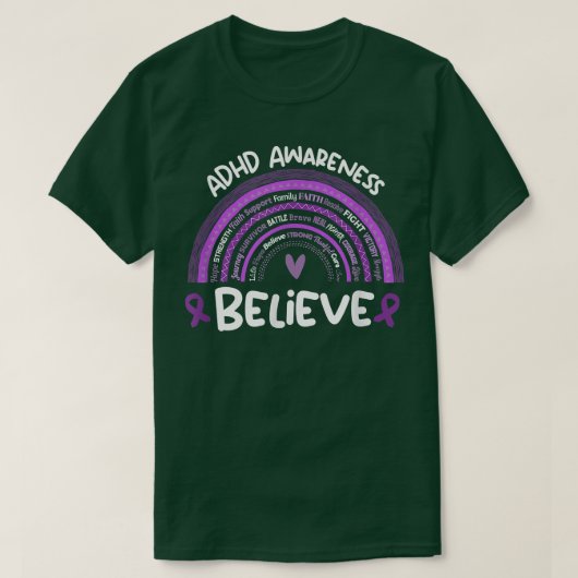Believe ADHD Awareness Month Shirt ADHD Tシャツ (デザイン正面)