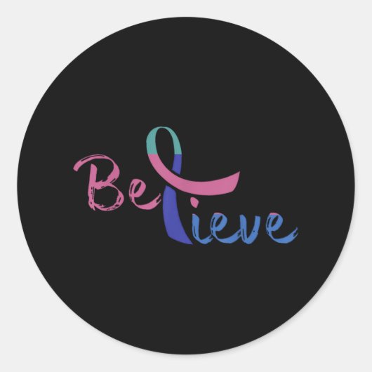 Believe Awareness Ribbon Suicide Prevention &amp;  ラウンドシール (正面)
