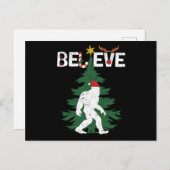 Believe Bigfoot Sasquatch Yeti Christmas Hat ポストカード (正面/裏面)