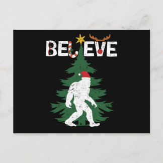 Believe Bigfoot Sasquatch Yeti Christmas Hat ポストカード