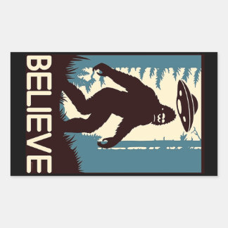 BELIEVE Bigfoot UFO 長方形シール