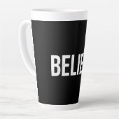 BELIEVE Bold Typography Motivational Design カフェラテマグ (左アングル)