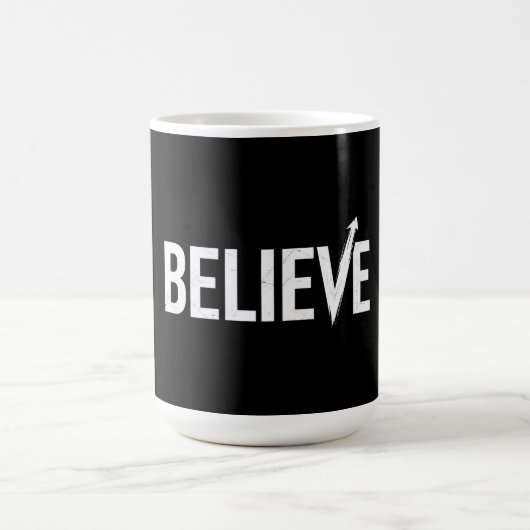 BELIEVE Bold Typography Motivational Design コーヒーマグカップ (中央)