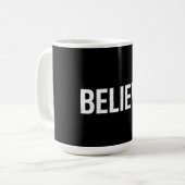 BELIEVE Bold Typography Motivational Design コーヒーマグカップ (正面左)