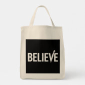 BELIEVE Bold Typography Motivational Design トートバッグ (裏面)