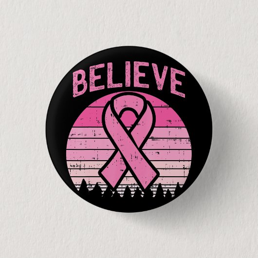 Believe Breast Cancer Awareness Design 缶バッジ (正面)