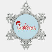 Believe Christmas スノーフレークピューターオーナメント (正面)