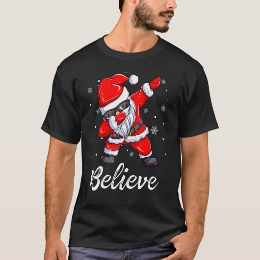 Believe Christmas Dabbing Santa Claus Kids Boys Gi Tシャツ (正面)