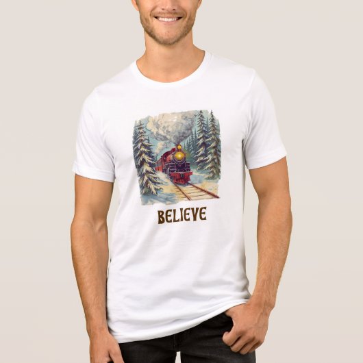 Believe Christmas Train T-Shirt | Holiday Gift | トライブレンドTシャツ (正面)
