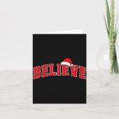 Believe Christmas Varsity Text With Santa Hat Fami カード (正面)