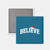 Believe Christmas Varsity Text With Santa Hat Fami マグネット (正面/裏面)