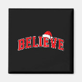 Believe Christmas Varsity Text With Santa Hat Fami マグネット (正面)