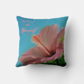 Believe Hibiscus Flower Inspirational Quote クッション (裏面)