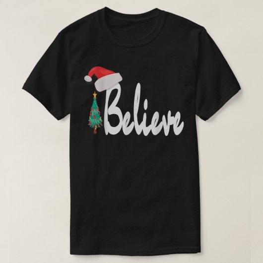 Believe in Christmas Magic Family Matching Red Hat Tシャツ (デザイン正面)