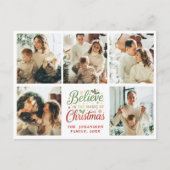 Believe in Christmas Modern Family Photo Collage ポストカード (正面)