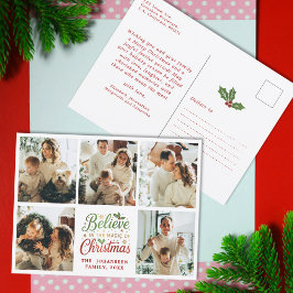 Believe in Christmas Modern Family Photo Collage ポストカード