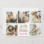 Believe in Christmas Modern Photo Collage Script シーズンカード (正面)