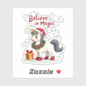 Believe in Magic Festive Unicorn wearing a Christm シール (シート)