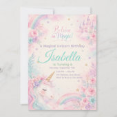 Believe In Magic Unicorn Invitation Editable 招待状 (正面)